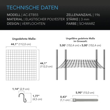 AC Infinity Growzelt Pflanzennetz elastisch, 150x150 cm