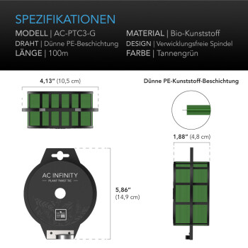 AC Infinity Pflanzenbindedrahtrolle mit integriertem Schneider 100 m