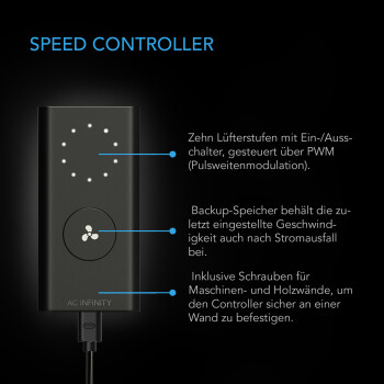 AC Infinity Cloudline A8 Inline-Rohrventilator 1230m³/h ø200 mm mit Drehzahlregler