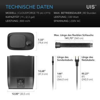 AC Infinity CLOUDFORGE T5 Luftbefeuchter 9 Liter mit intelligenter Steuerung