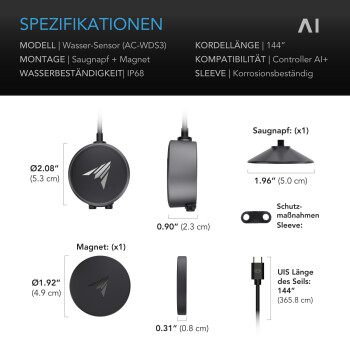 AC Infinity AI Wassersensor – Wasserstands- & Leckageerkennung, IP68