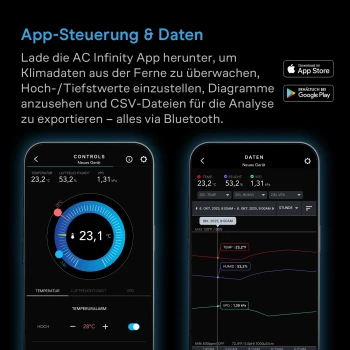 AC Infinity Smart Hygrometer B1 – VPD Klimamesser mit externem Sensor