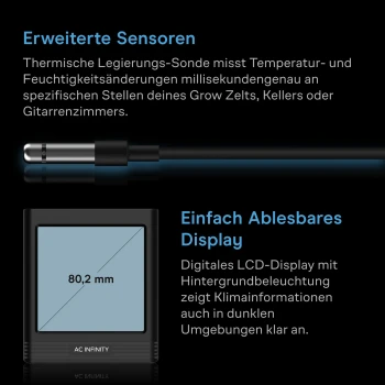 AC Infinity Smart Hygrometer B1 – VPD Klimamesser mit externem Sensor