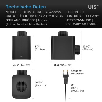 AC Infinity THERMOFORGE S7 1000 W – Smartes Heizgerät für Growboxen