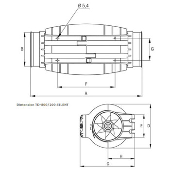 S&P Schallgedämmter Rohrventilator TD-800/200 Silent 3-Stufen