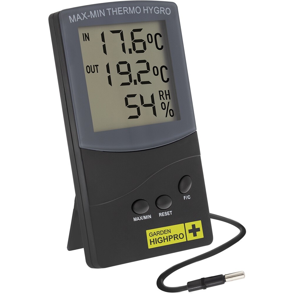 Hygrometer 7,5cm BWI Hygrometer Luftfeuchtigkeitsmesser schwarz Thermometer 