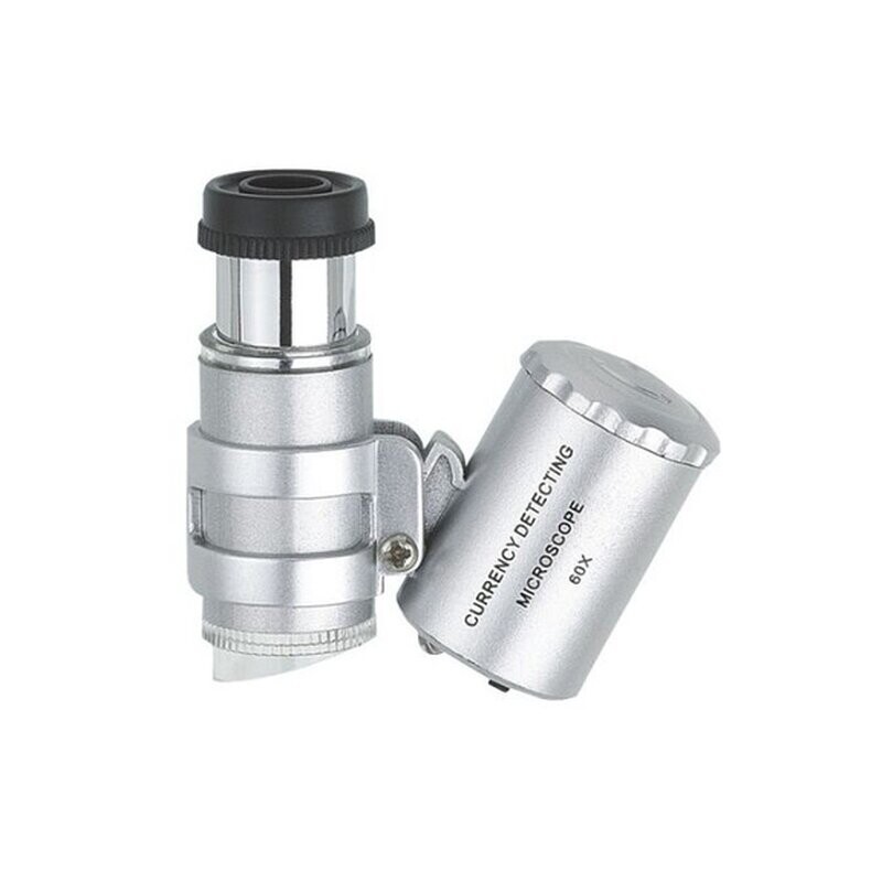 Taschen Mikroskop Juwel Juwelier Vergrößerungsglas mit Licht 60x LED D6V1 O0P7