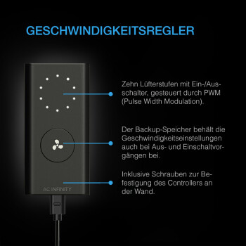 AC Infinity Cloudline Pro S6 Inline-Rohrventilator 683m³/h ø150 mm mit Drehzahlregler