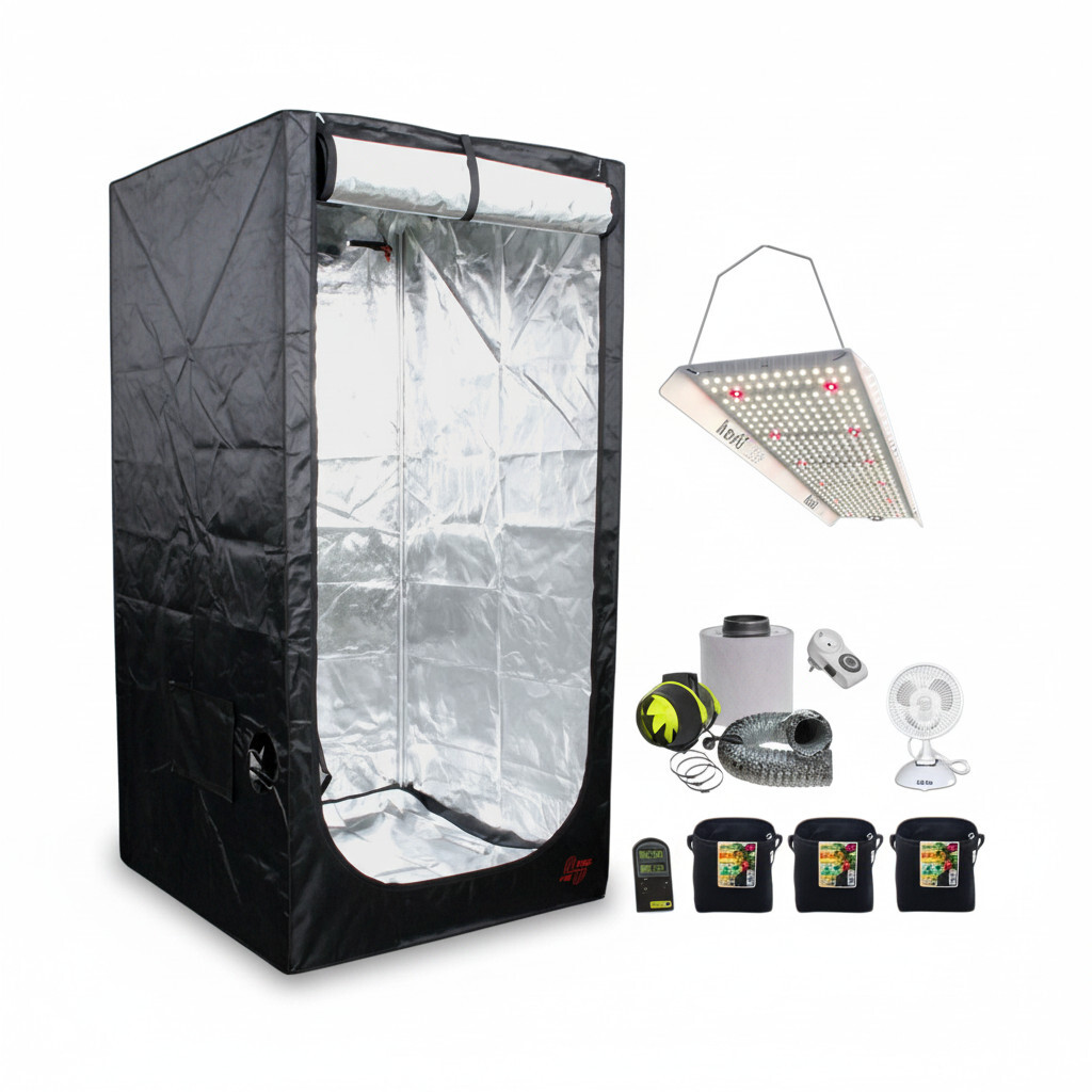 Secret Jardin 80x80x180 cm LED Growbox Set 3 Pflanzen LEDMAXECO 300W